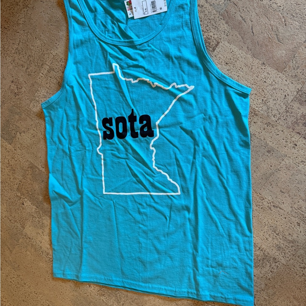 Aqua Blue 'Sota' Graphic Tank Top, unisex size M